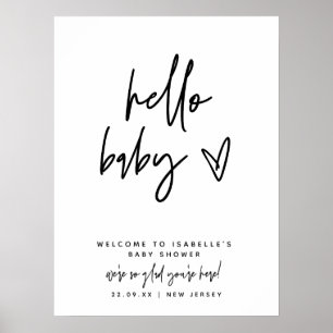 Hallo Modern Baby Welkomstbord Baby shower Poster