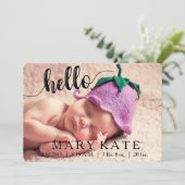 hallo MODERN BIRTH ANNOUNCEMENT FOTOCARD BLACK Aankondiging (Staand voorkant)