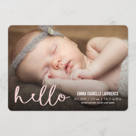 hallo Modern Birth Announements PINK Aankondiging
