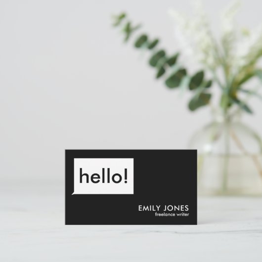hallo Modern Black en White Visitekaartje (Staand voorkant)