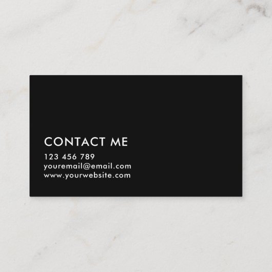 hallo Modern Black en White Visitekaartje (Achterkant)
