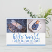 Hallo Modern Blauw Aankondiging (Staand voorkant)