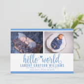 Hallo Modern Blauw Aankondiging (Staand voorkant)