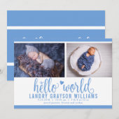 Hallo Modern Blauw Aankondiging (Voorkant / Achterkant)