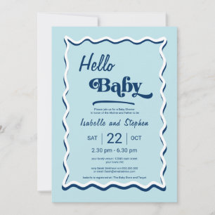 Hallo Modern blauw Baby shower Kaart