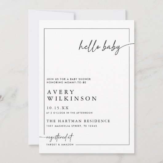 Hallo Modern Boho Baby Baby shower Kaart (Voorkant)