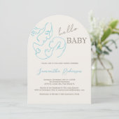 Hallo Modern Contemporary Baby Boy Baby shower Kaart (Staand voorkant)