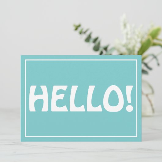 hallo Modern Custom Monogram Text Trendy Aqua Bedankkaart (Staand voorkant)