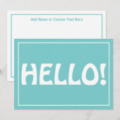 hallo Modern Custom Monogram Text Trendy Aqua Bedankkaart (Voorkant / Achterkant)