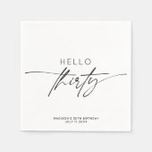 Hallo Modern dertig 30ste verjaardag Party Script Servet (Voorkant)
