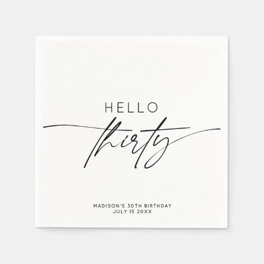Hallo Modern dertig 30ste verjaardag Party Script Servet (Voorkant)
