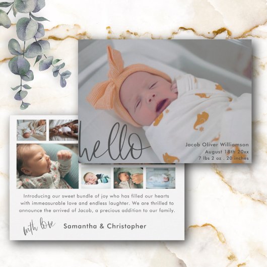 Hallo Modern Eenvoudig Baby Aankondiging