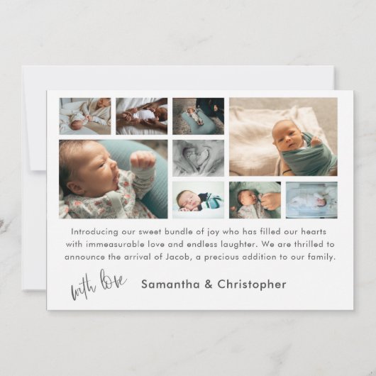 Hallo Modern Eenvoudig Baby Aankondiging (Achterkant)