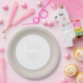 Hallo Modern Eenvoudig "Baby" Neutrale Cirkel Papieren Bordje (Feest)