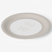 Hallo Modern Eenvoudig "Baby" Neutrale Cirkel Papieren Bordje (Gekanteld)