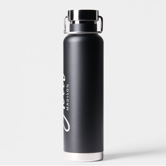 Hallo Modern eenvoudig script met Jouw naam Waterfles (Achterkant)