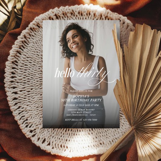 Hallo Modern Elegant! 30-jarig fotoscript Kaart