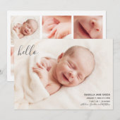 hallo Modern Elegant Birth Announding-fotokaart Aankondiging (Voorkant / Achterkant)