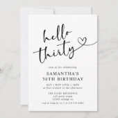 Hallo Modern Elegant Rood Wit 30ste Verjaardagsfee Kaart (Voorkant)