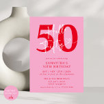 Hallo Modern Elegant Roze Rood 50ste Verjaardagsfe Kaart<br><div class="desc">Hallo Vier in stijl met onze Modern Elegant Roze en Rood 50e verjaardagsfeest uitnodiging! Met een levendige mix van gedurfde roze en rode tinten, is deze chique uitnodiging perfect voor het markeren van zo'n fantastische mijlpaal. Elegante typografie en strakke ontwerpelementen maken het een opvallende manier om gasten uit te nodigen...</div>