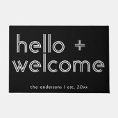 Hallo Modern en Welkom Gepersonaliseerde Testdatum Deurmat (Voorkant)