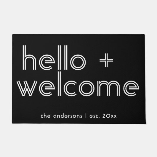 Hallo Modern en Welkom Gepersonaliseerde Testdatum Deurmat (Voorkant)