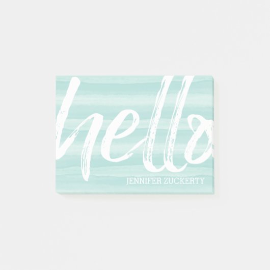 hallo - Modern en Whimsical - blauwgroen waterverf Post-it® Notes (Voorkant)