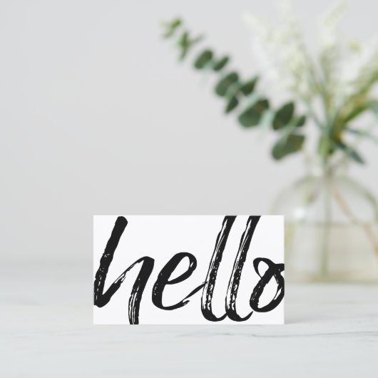 Hallo - Modern en Whimsical -Logo Zwart-wit Visitekaartje (Staand voorkant)