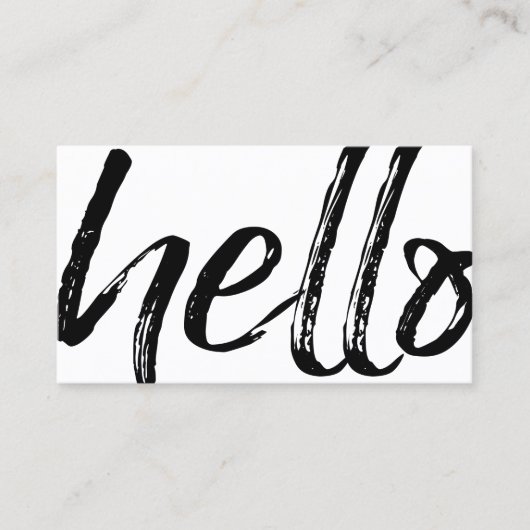 Hallo - Modern en Whimsical -Logo Zwart-wit Visitekaartje (Voorkant)