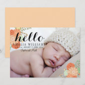 Hallo modern Floral Aankondiging (Voorkant / Achterkant)