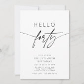 Hallo Modern Forty 40th Verjaardagsfeest Welkom Kaart (Voorkant)