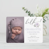 Hallo Modern Foto Baby Geboorteaankondiging Kaart (Staand voorkant)