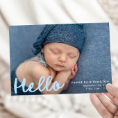 Hallo Modern handgeschreven blauw fotocollage gebo Aankondiging