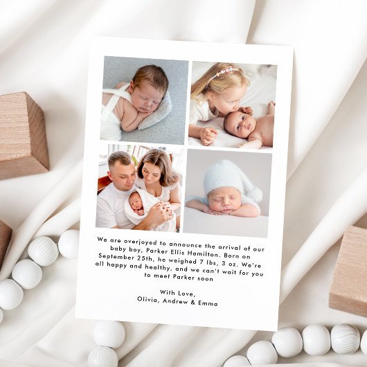 Hallo Modern handgeschreven foto collage geboorte Aankondiging