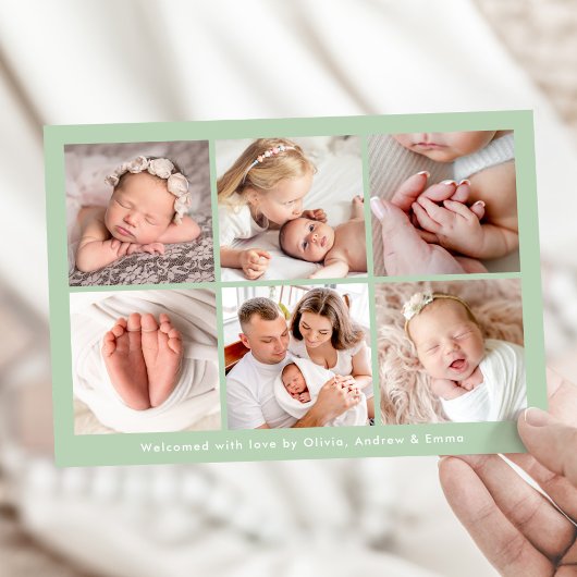 Hallo Modern handgeschreven foto collage geboorte Aankondiging