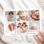 Hallo Modern handgeschreven foto collage geboorte Aankondiging