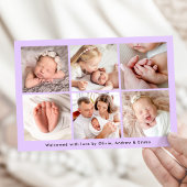 Hallo Modern handgeschreven Lavender foto geboorte Aankondiging