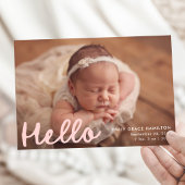 Hallo Modern handgeschreven roze fotocollage geboo Aankondiging