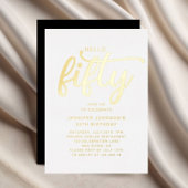 Hallo Modern Kopen Fifty 50th Birthday Gold Foil Folie Uitnodiging