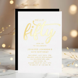Hallo Modern Kopen Fifty 50th Birthday Gold Foil Folie Uitnodiging