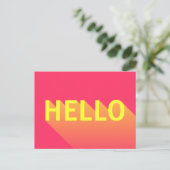 Hallo Modern Levendig Roze en Geel Briefkaart (Staand voorkant)