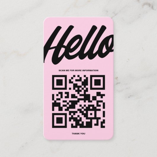 HALLO MODERN LOGO PROFESSIONAL QR ROZE VISITEKAARTJE (Voorkant)