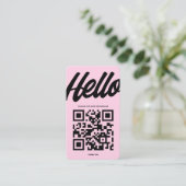 HALLO MODERN LOGO PROFESSIONAL QR ROZE VISITEKAARTJE (Staand voorkant)