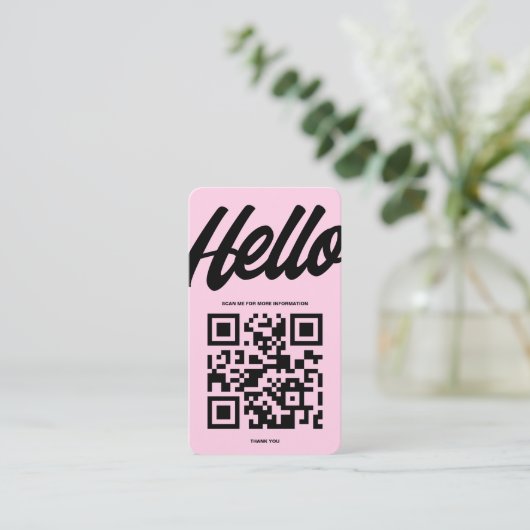 HALLO MODERN LOGO PROFESSIONAL QR ROZE VISITEKAARTJE (Staand voorkant)
