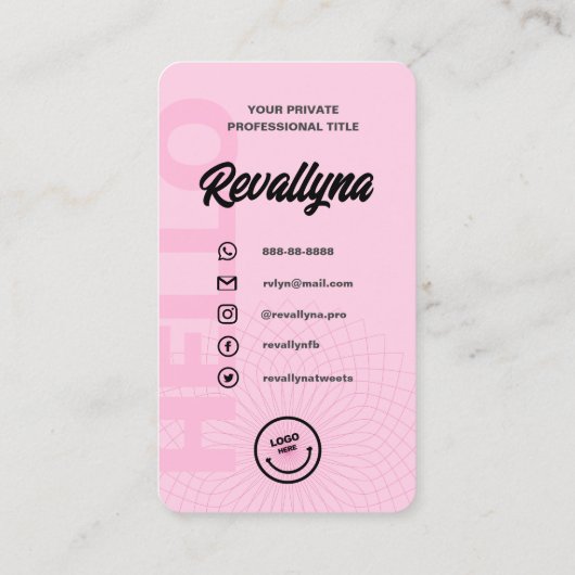 HALLO MODERN LOGO PROFESSIONAL QR ROZE VISITEKAARTJE (Achterkant)