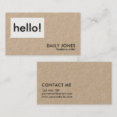 hallo Modern Minimalist Kraft Visitekaartje (Voorkant / Achterkant)