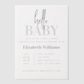 Hallo Modern minimalistisch Baby shower Vellum Uitnodigingen (Voorkant)