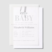 Hallo Modern minimalistisch Baby shower Vellum Uitnodigingen (Offset)