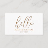 Hallo Modern minimalistisch goud Visitekaartje (Voorkant)