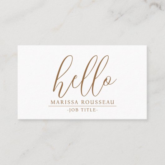 Hallo Modern minimalistisch goud Visitekaartje (Voorkant)